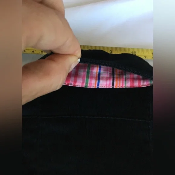Vintage EUC Andrea Baker black corduroy button down top/jacket with plaid accent - Picture 11 of 12